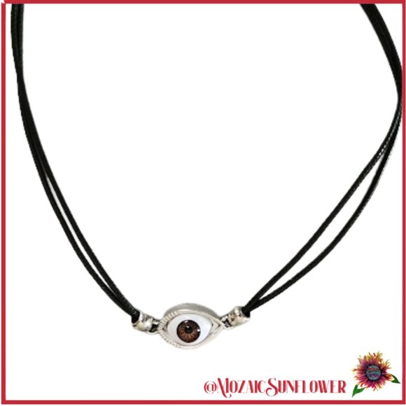 Double Black Cord Evil Eye / Nazar Necklace With Extension - Picture 3 of 4